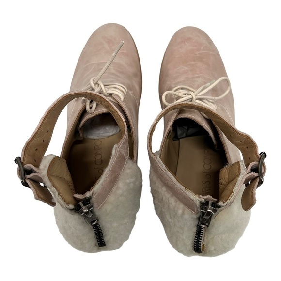 Creatures Of Comfort Pink Leather Platform Shearling Lace Up Ankle Booties 39.5 - Picture 8 of 14